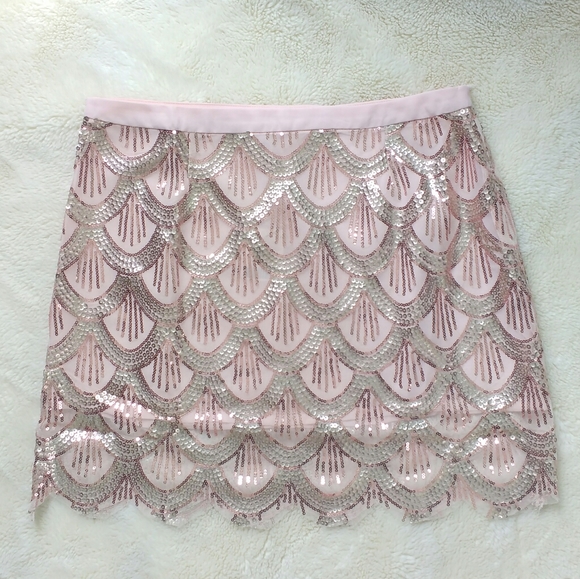 Free People Sequin Scallop Pink Skirt XS - Picture 2 of 7